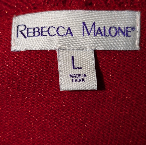 Women's Rebecca Malone blouse with attached cardigan. Sz. Large. NWOT. Red - Picture 6 of 6